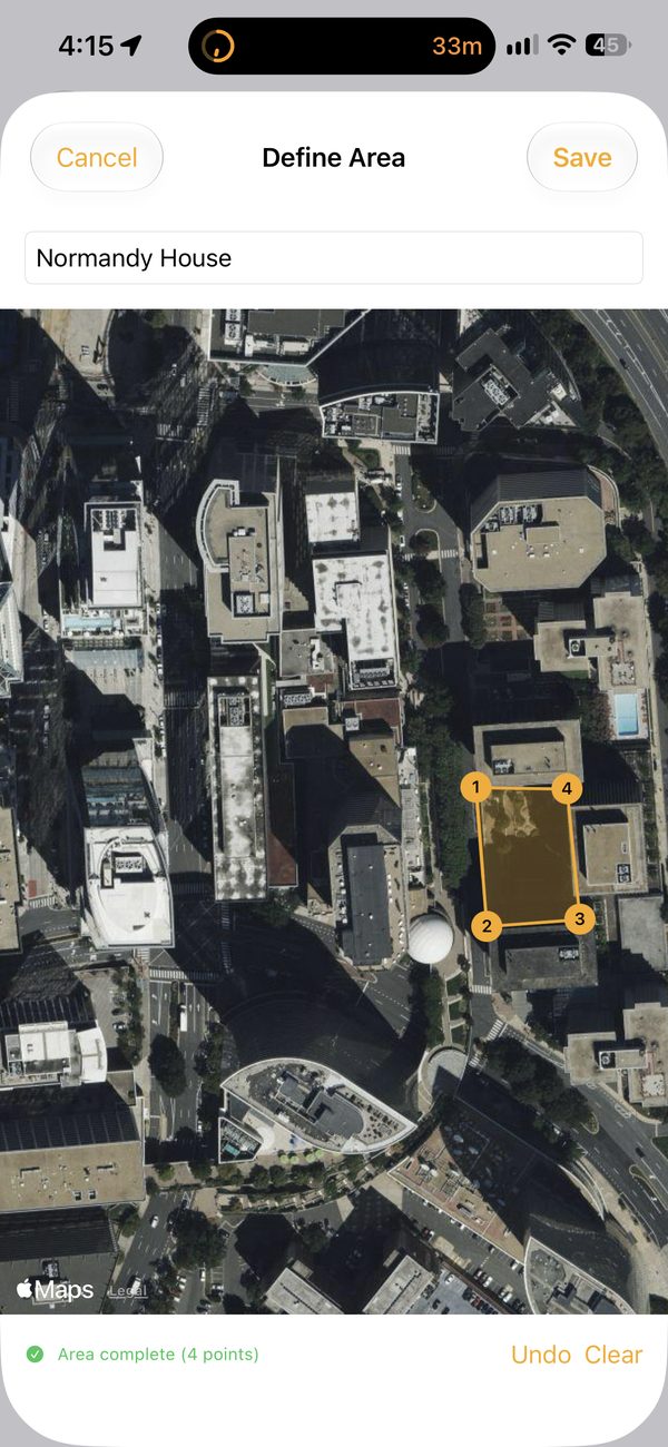 Defining an array area on the aerial view